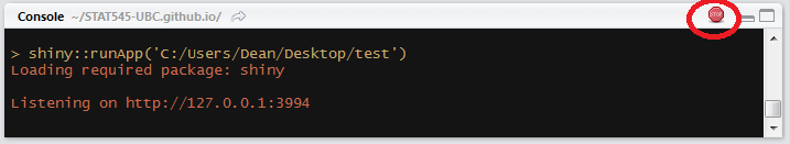 Shiny stop app button